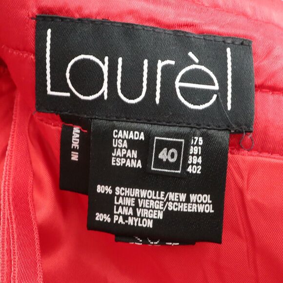 Laurel Escada Skirt Womens 8 Red Wool Blend Lined Pencil Buttons Zipper Rock New - Picture 3 of 12